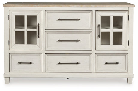 Shaybrock Queen Panel Bed with Dresser and 2 Nightstands in Antique White from Ashley - Luna Furniture
