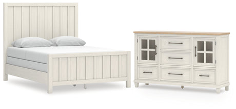 Shaybrock Queen Panel Bed with Dresser in Antique White from Ashley - Luna Furniture