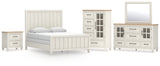 Shaybrock Queen Panel Bed with Mirrored Dresser, Chest and Nightstand in Antique White from Ashley - Luna Furniture