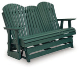 Shell Beach Green Outdoor Loveseat Glider from Ashley - Luna Furniture