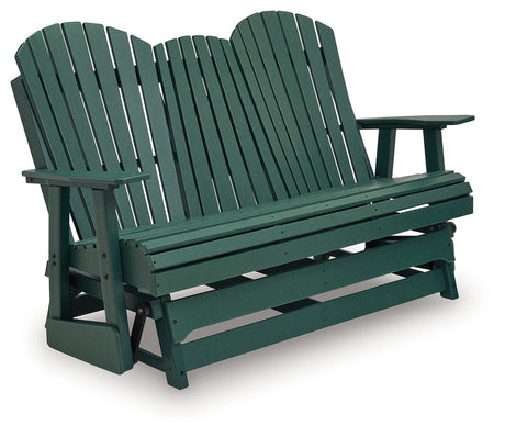 Shell Beach Green Outdoor Loveseat Glider from Ashley - Luna Furniture
