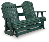 Shell Beach Green Outdoor Loveseat Glider from Ashley - Luna Furniture