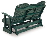 Shell Beach Green Outdoor Loveseat Glider from Ashley - Luna Furniture