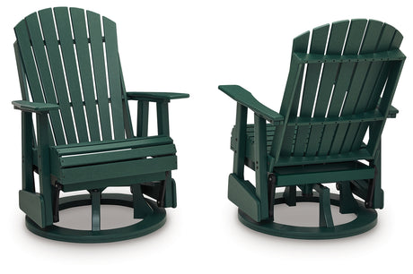 Shell Beach Green Outdoor Swivel Glider Chair from Ashley - Luna Furniture