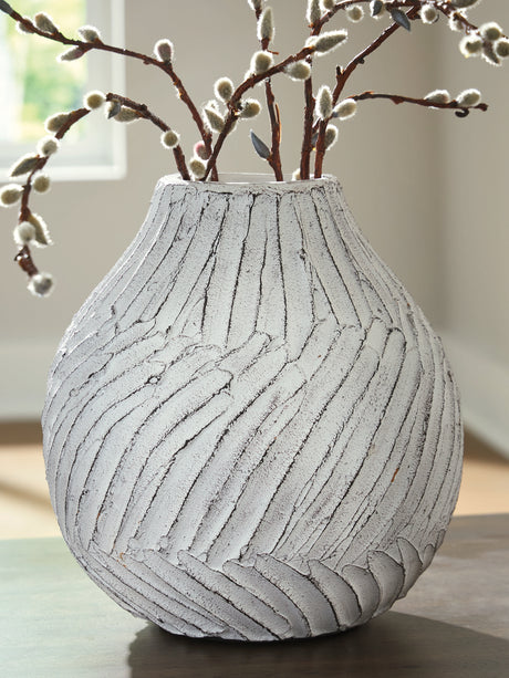 Shelvie Distressed White Vase from Ashley - Luna Furniture