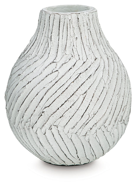 Shelvie Distressed White Vase from Ashley Furniture - Luna Furniture