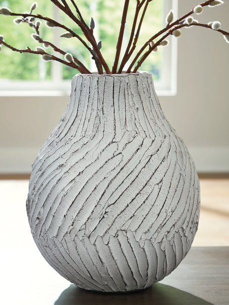 Shelvie Distressed White Vase from Ashley - Luna Furniture