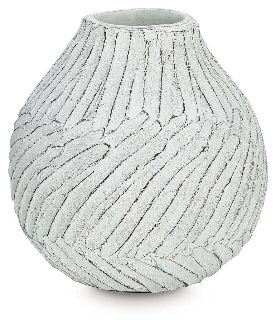 Shelvie Distressed White Vase from Ashley Furniture - Luna Furniture