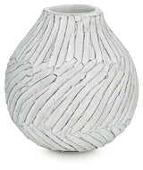 Shelvie Distressed White Vase from Ashley Furniture - Luna Furniture