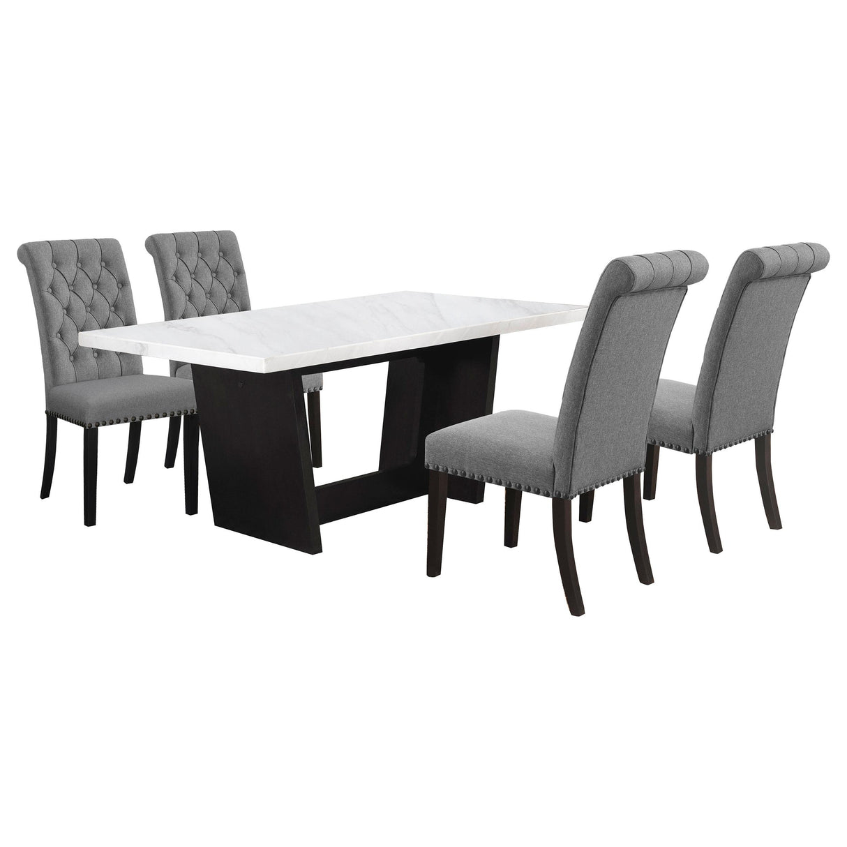 Sherry Gray 5-Piece Rectangular Marble Top Dining Table Set from Coaster - Luna Furniture