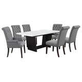 Sherry Gray 7-Piece Rectangular Marble Top Dining Table Set from Coaster - Luna Furniture
