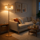 Lirian Floor Lamp - Oak and Natural from Ashcroft Furniture - Luna Furniture