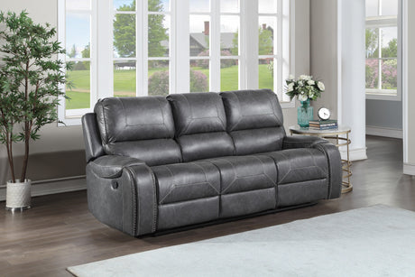 Keily Gray Reclining Sofa with Drop-Down Table from Steve Silver - Luna Furniture