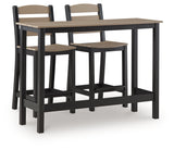 Shoreline Beach Black/Beige Outdoor Counter Table and 2 Barstools from Ashley - Luna Furniture