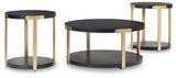 Shylore Black/Brass Finish Table (Set of 3) from Ashley - Luna Furniture