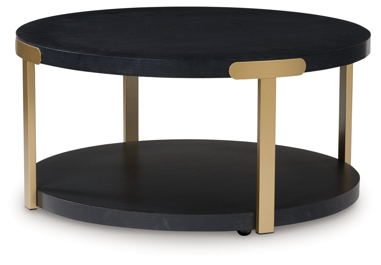 Shylore Black/Brass Finish Table (Set of 3) from Ashley - Luna Furniture