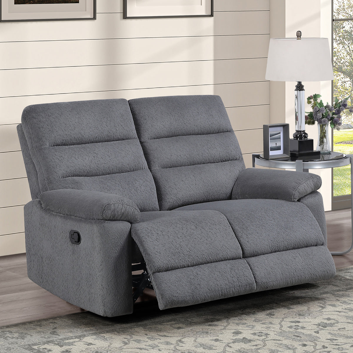 Cozy Gray Manual Recliner Loveseat from Steve Silver - Luna Furniture