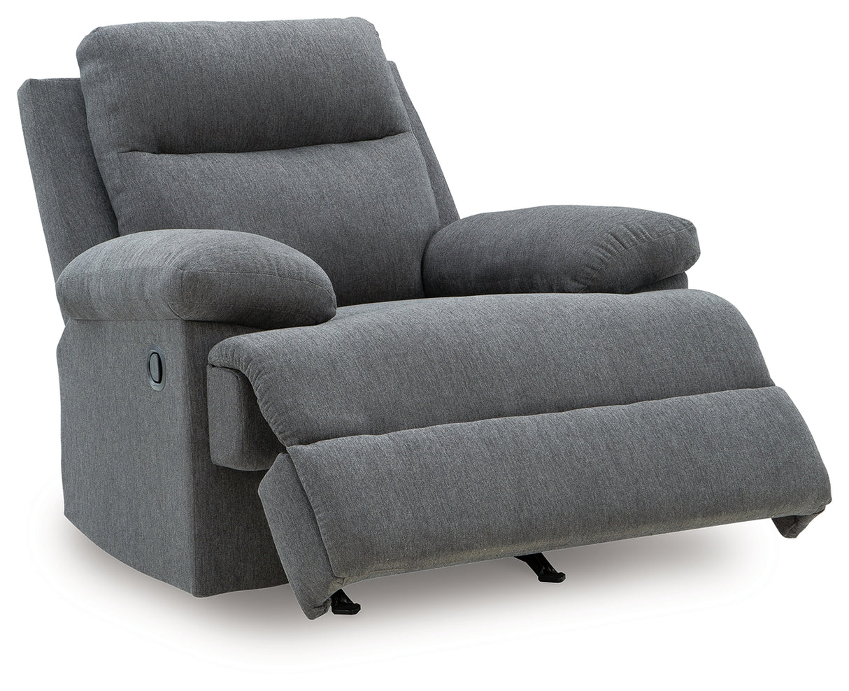 Side-Swipe Charcoal Recliner from Ashley - Luna Furniture