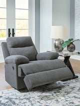 Side-Swipe Charcoal Recliner from Ashley - Luna Furniture