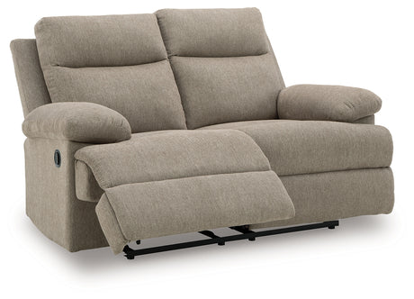 Side-Swipe Mocha Reclining Loveseat from Ashley - Luna Furniture