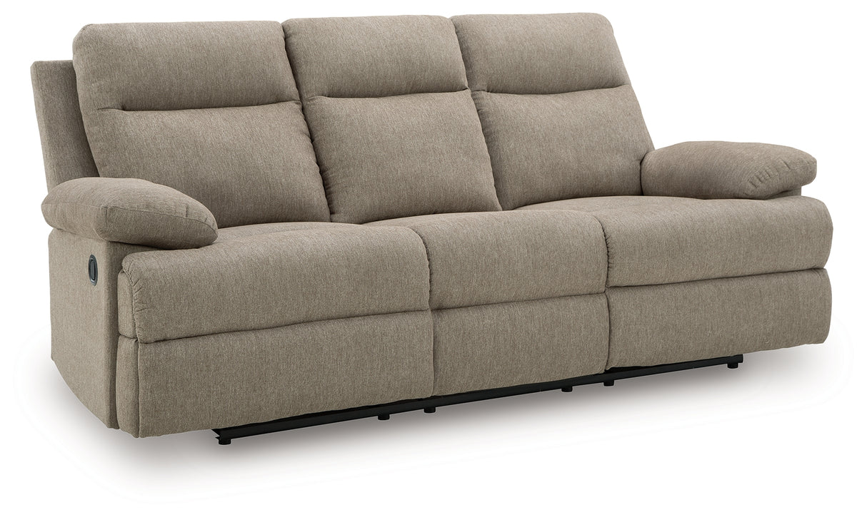 Side-Swipe Mocha Reclining Sofa with Drop Down Table from Ashley - Luna Furniture