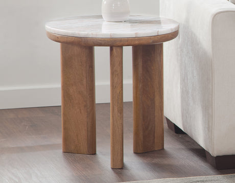 Sidney 22″ Round Toronto Brown Marble Top End Table from Steve Silver - Luna Furniture