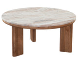 Sidney 36″ Round Brown Marble Top Coffee Table from Steve Silver - Luna Furniture