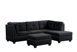 Sienna Boucle Black Sectional with Ottoman from Happy Homes - Luna Furniture