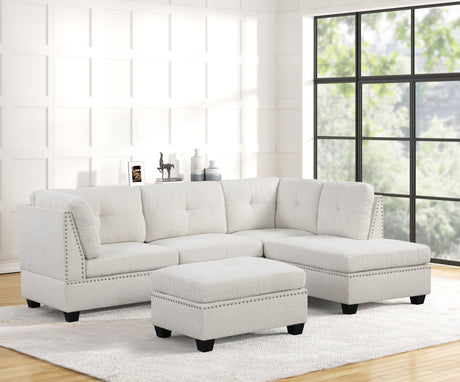 Sienna Sand Boucle Sectional with Ottoman from Happy Homes - Luna Furniture