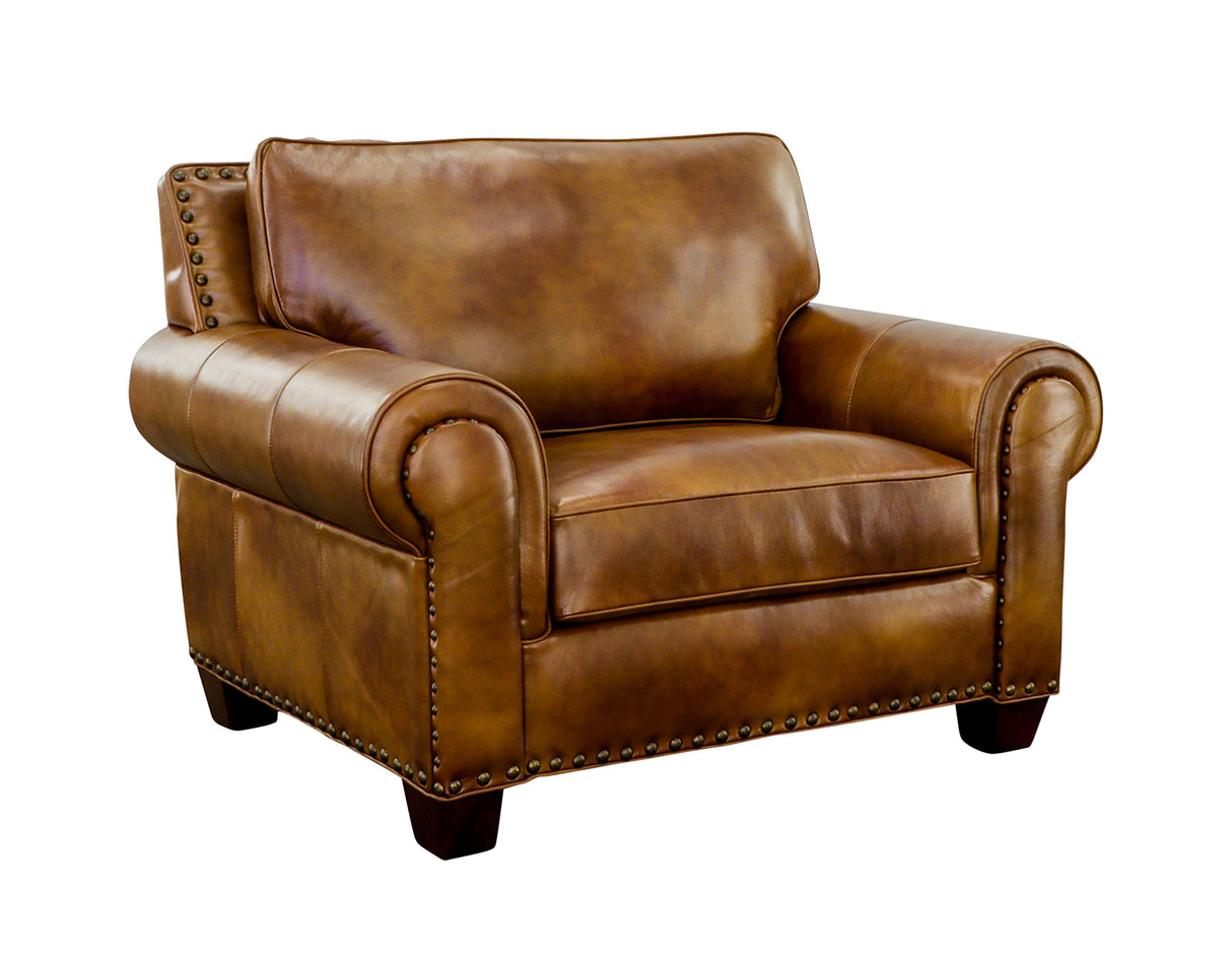 Silverado Camel Top-Grain Leather Oversized Chair from Steve Silver - Luna Furniture