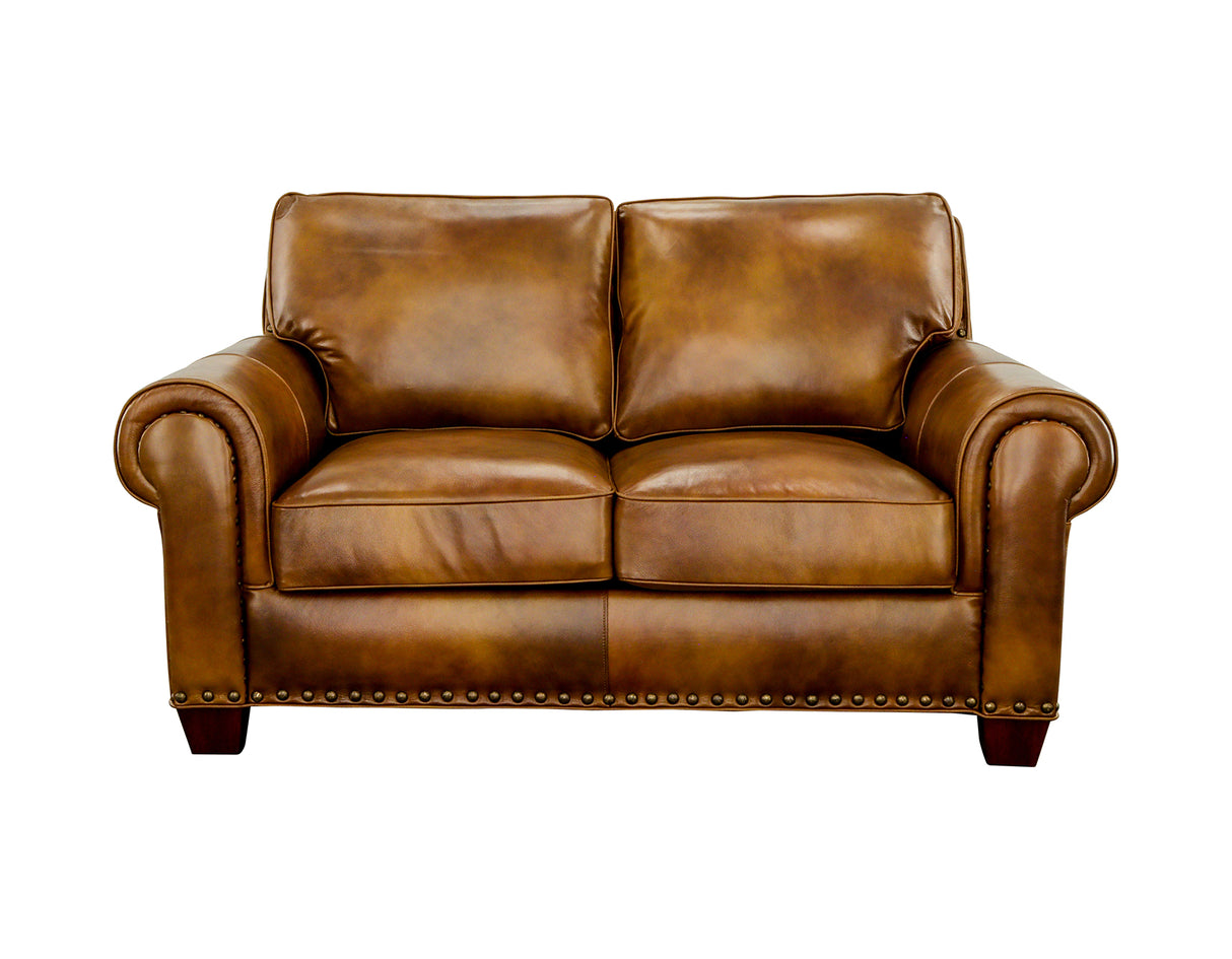 Silverado Camel Top-Grain Leather Loveseat from Steve Silver - Luna Furniture