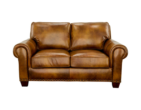 Silverado Camel Top-Grain Leather Loveseat from Steve Silver - Luna Furniture