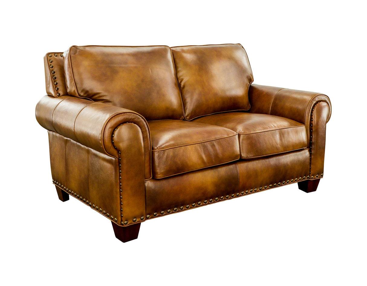 Silverado Camel Top-Grain Leather Loveseat from Steve Silver - Luna Furniture