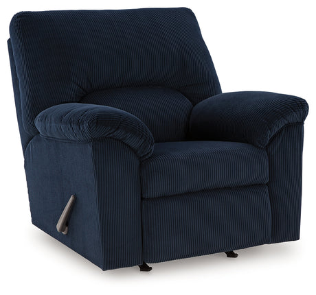SimpleJoy Navy Recliner from Ashley - Luna Furniture