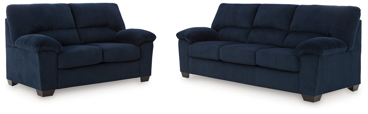 SimpleJoy Sofa and Loveseat in Navy from Ashley - Luna Furniture