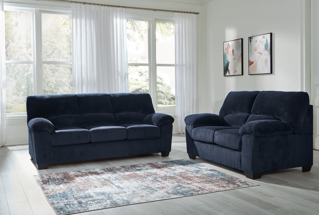 SimpleJoy Sofa and Loveseat in Navy from Ashley - Luna Furniture