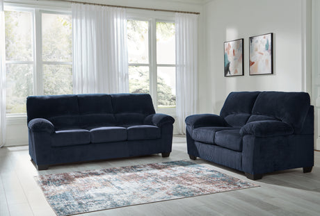 SimpleJoy Sofa and Loveseat in Navy from Ashley - Luna Furniture