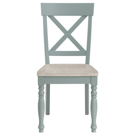 Darcy Solid Wood Side Chair, Mint Green and Natural Finish, Set of 2 from Steve Silver - Luna Furniture