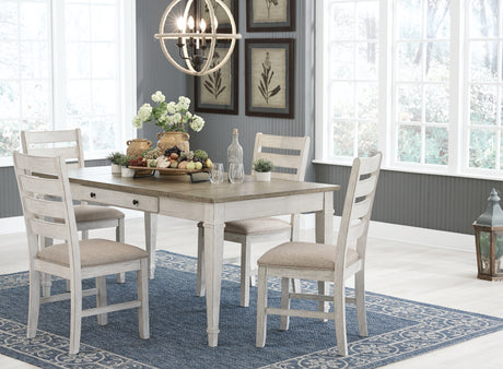 Skempton White/Light Brown Dining Table and 4 Chairs from Ashley Furniture - Luna Furniture