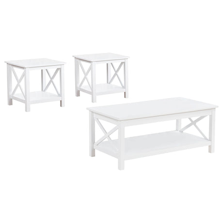 Skyview White 3-Piece Rectangular Lift Top Coffee Table Set from Coaster - Luna Furniture