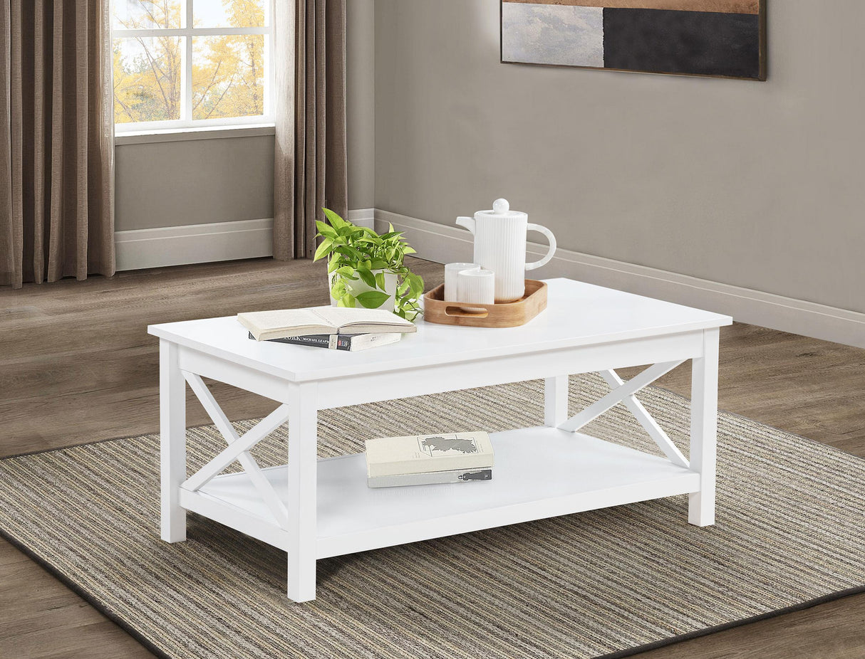 Skyview White 44-inch Rectangular Lift Top Coffee Table from Coaster - Luna Furniture