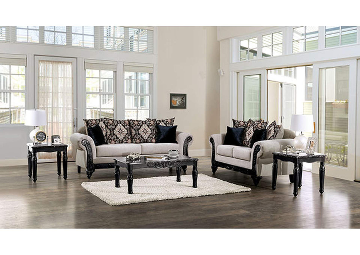 Molfetta Light Brown/Black Traditional Living Room Set from Furniture of America - Luna Furniture