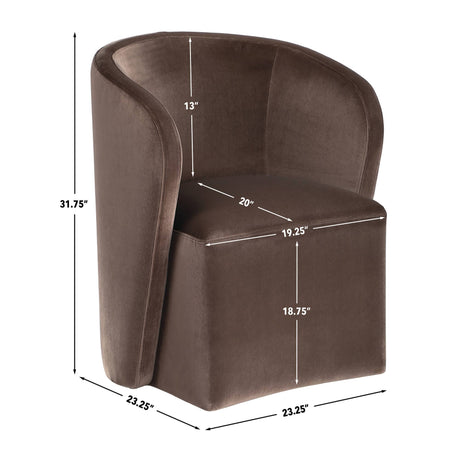 Annie Chocolate Velvet Barrel Chair with Casters, Set of 2 from Steve Silver - Luna Furniture