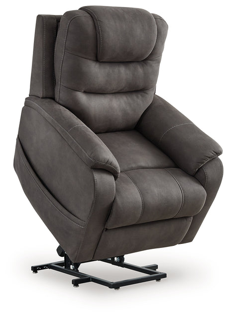 Snowfield Gunmetal Power Lift Recliner from Ashley - Luna Furniture