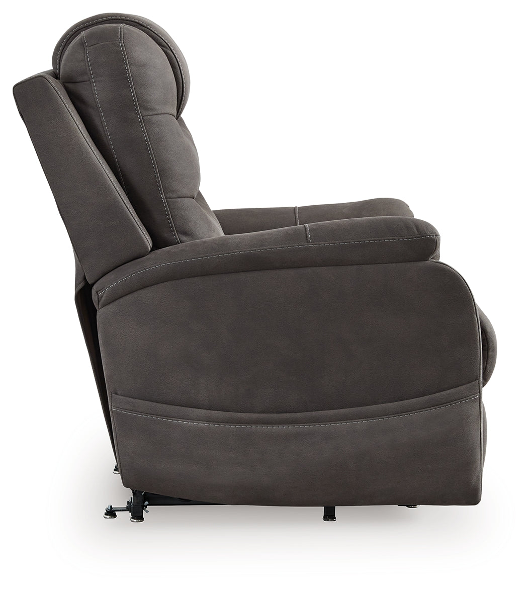 Snowfield Gunmetal Power Lift Recliner from Ashley - Luna Furniture