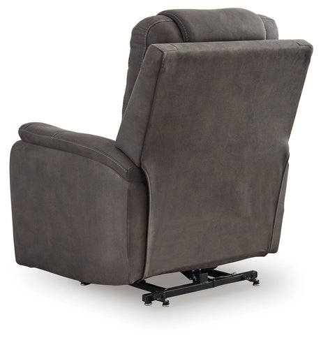 Snowfield Gunmetal Power Lift Recliner from Ashley - Luna Furniture