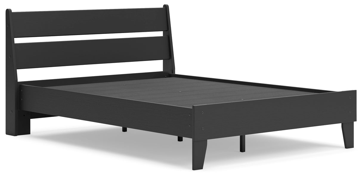Socalle Full Panel Platform Bed with Dresser and 2 Nightstands in Black from Ashley - Luna Furniture