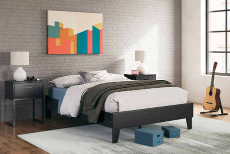 Socalle Full Platform Bed with 2 Nightstands in Black from Ashley - Luna Furniture