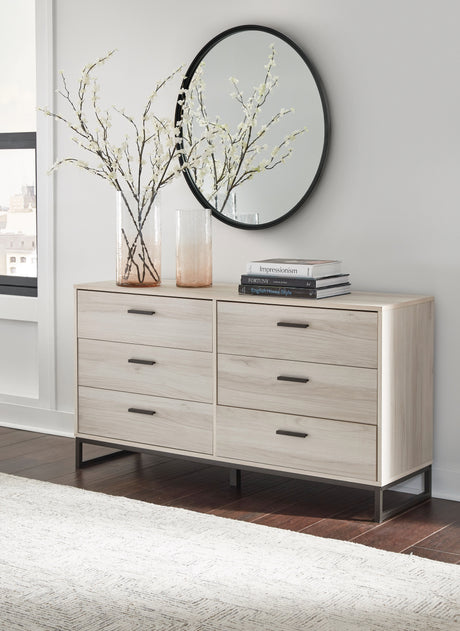 Socalle Light Natural Queen Panel Platform Bed with Dresser and Nightstand from Ashley - Luna Furniture