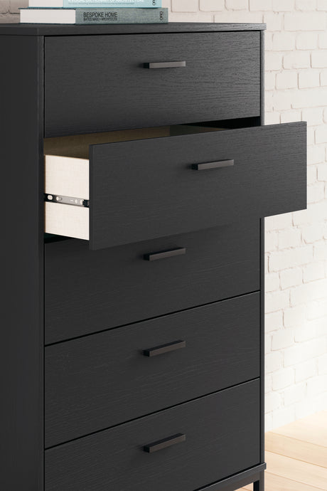 Socalle Twin Panel Headboard with Dresser, Chest and 2 Nightstands in Black from Ashley - Luna Furniture